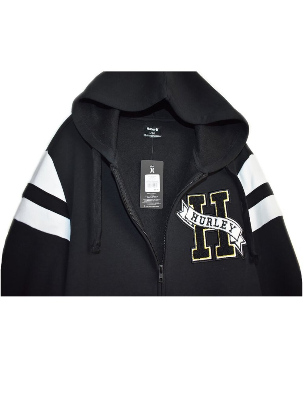 Hurley Men's Hoodie Sweatshirt University CTN Fleece Jacket Black Size L NEW - Picture 5 of 6